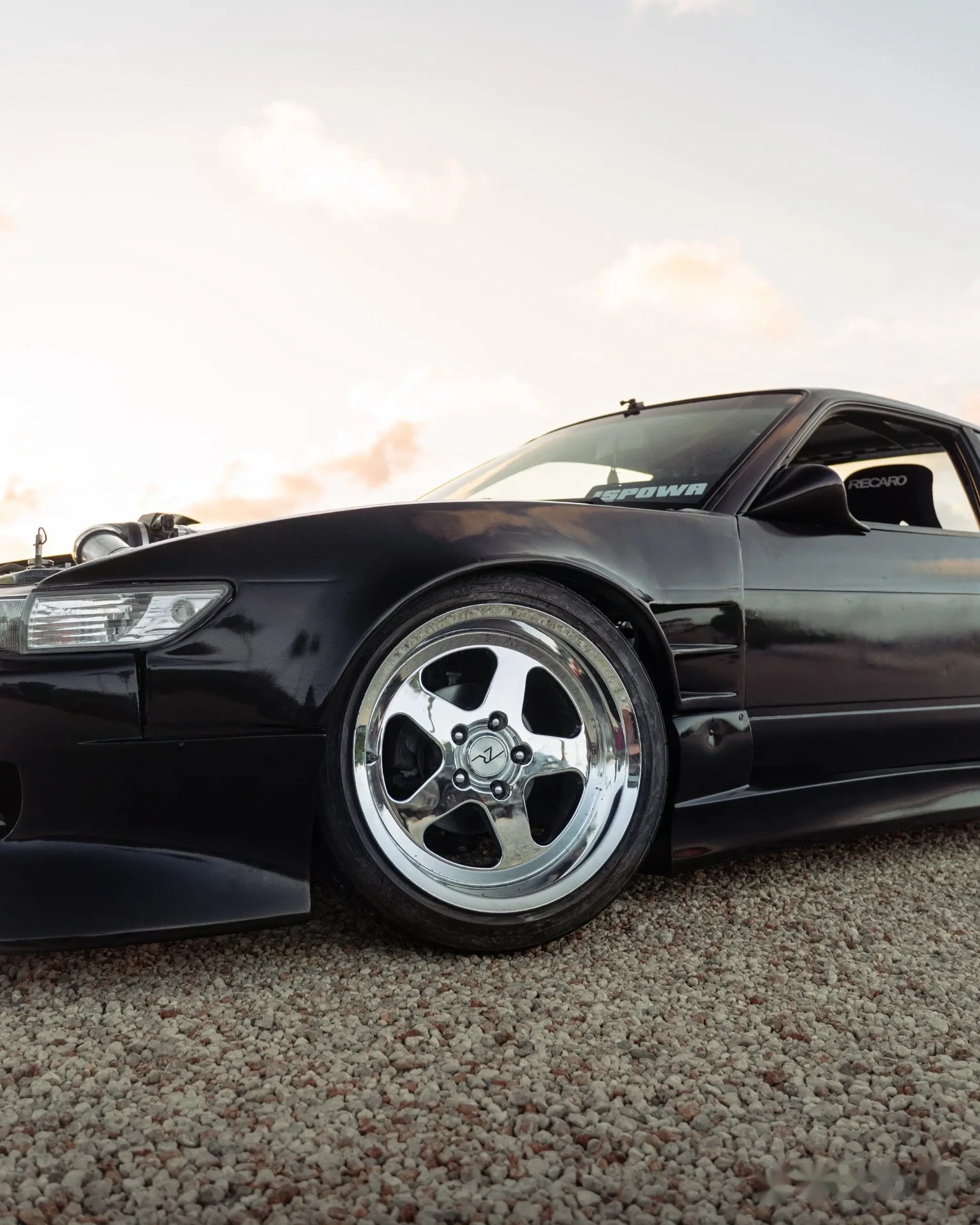 Silvia S13 polished chrome wheel and fender